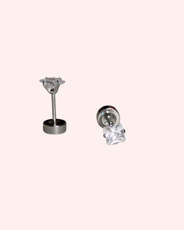 Square crystal stud